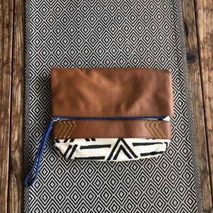 Nixon Leather and Canvas Print Clutch